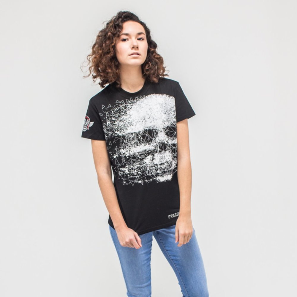 DASTI Cute Black Pixel  Skull Tees Women T-shirt